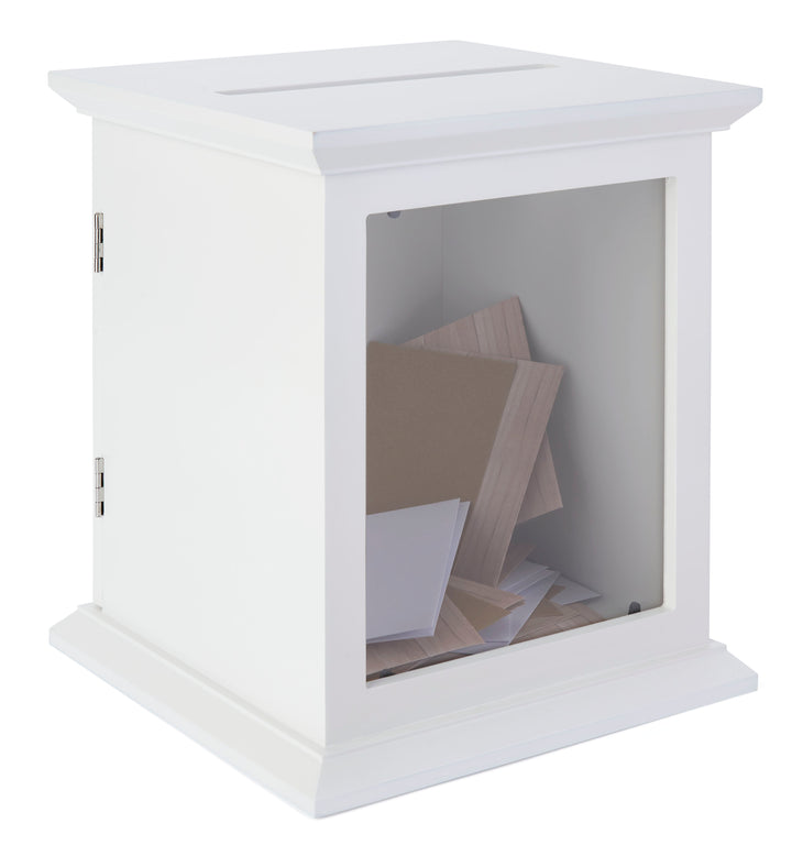 Tithe/Prayer Box White with Acrylic Window-Tithe Boxes, Baptismal Font, Flower Stands, and Offering Tables-Podiums Direct