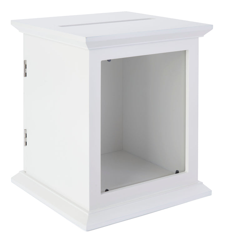 Tithe/Prayer Box White with Acrylic Window-Empty-Tithe Boxes, Baptismal Font, Flower Stands, and Offering Tables-Podiums Direct