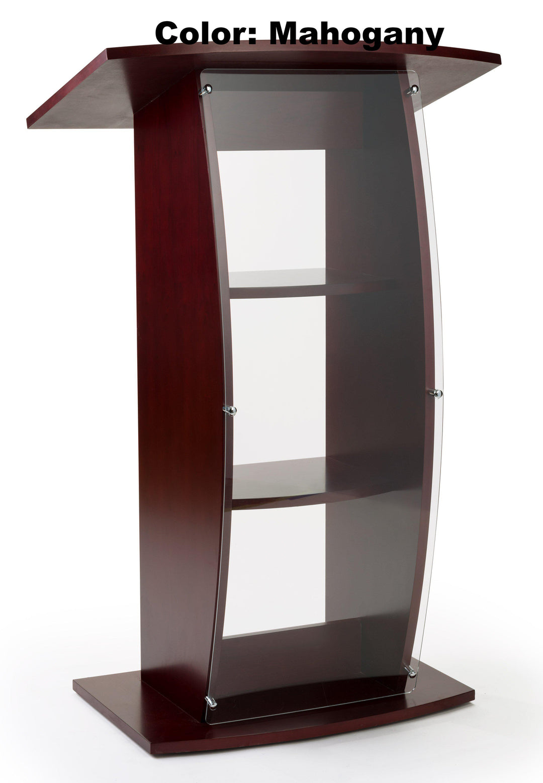 Wood with Acrylic Pulpit Curved Sides, Clear Front Panel.-Wood With Acrylic Pulpits, Podiums and Lecterns-Podiums Direct