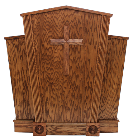 Church Wood Pulpit Victory Style V Shape with Fluting 300-Front-Church Solid Wood Pulpits, Podiums and Lecterns-Podiums Direct