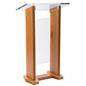 Wood with Acrylic Narrow Pulpit in Maple. Front Panel-Cross or Plain.-Clear Plain Panel-Wood With Acrylic Pulpits, Podiums and Lecterns-Podiums Direct