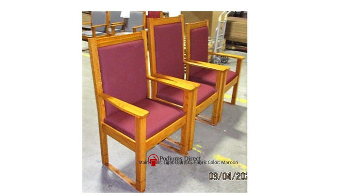 NO 400 straight top clergy chair: set of three, side view, Light Oak 