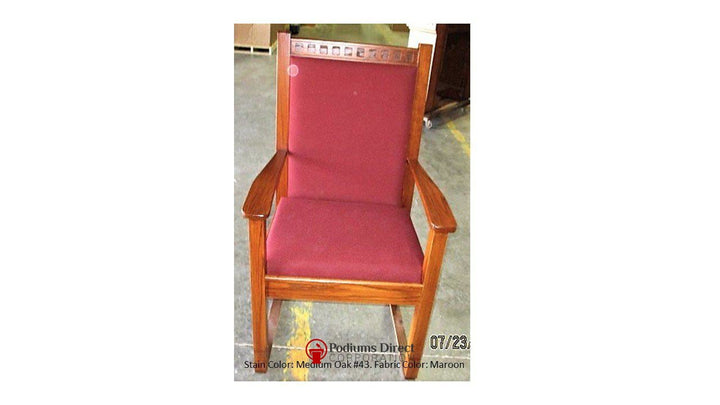NO 900 dentil molding clergy chair: single chair, front view, Medium Oak 