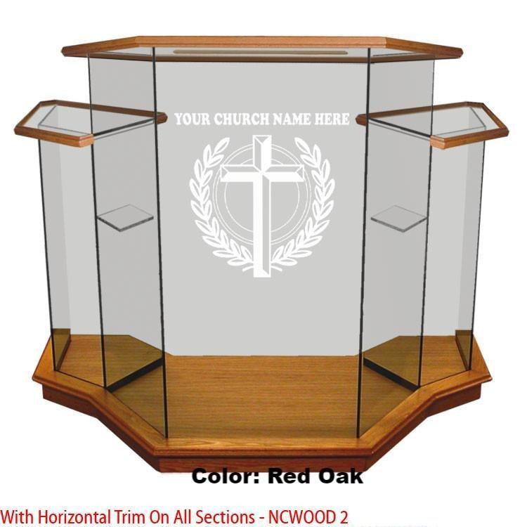 Glass Pulpit NC1/NC1G Prestige WINGED-Horizontal Trim-Glass Pulpits, Podiums and Lecterns and Communion Tables-Podiums Direct