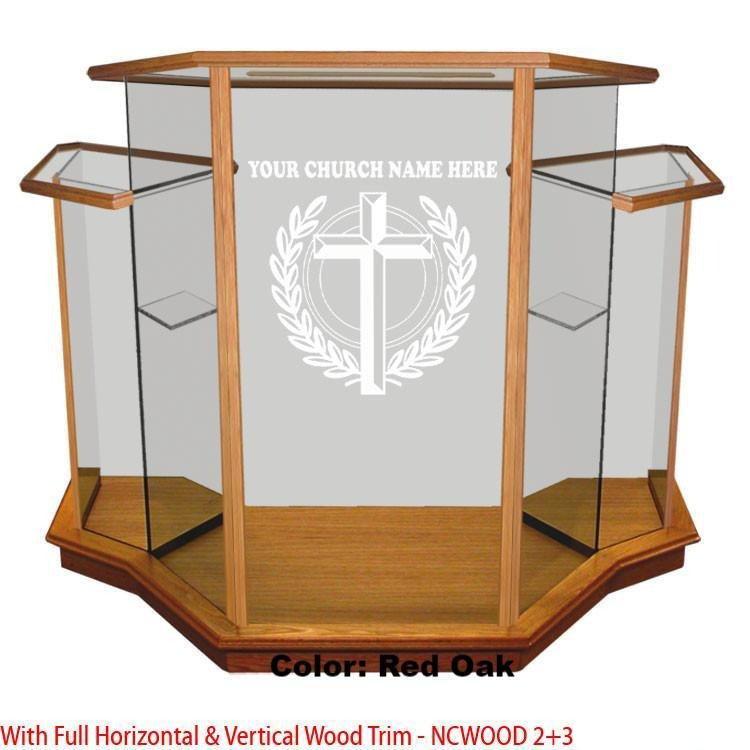 Glass Pulpit NC1/NC1G Prestige WINGED-Horizontal and Vertical Trim-Glass Pulpits, Podiums and Lecterns and Communion Tables-Podiums Direct