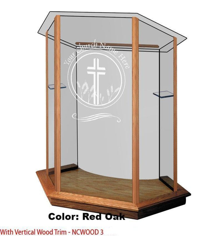 Glass Pulpit NC10/NC10G Prestige FOUNDATION-Vertical Trim-Glass Pulpits, Podiums and Lecterns and Communion Tables-Podiums Direct