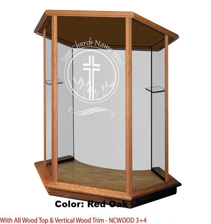 Glass Pulpit NC10/NC10G Prestige FOUNDATION-Wood Top/Vertical Trim-Glass Pulpits, Podiums and Lecterns and Communion Tables-Podiums Direct