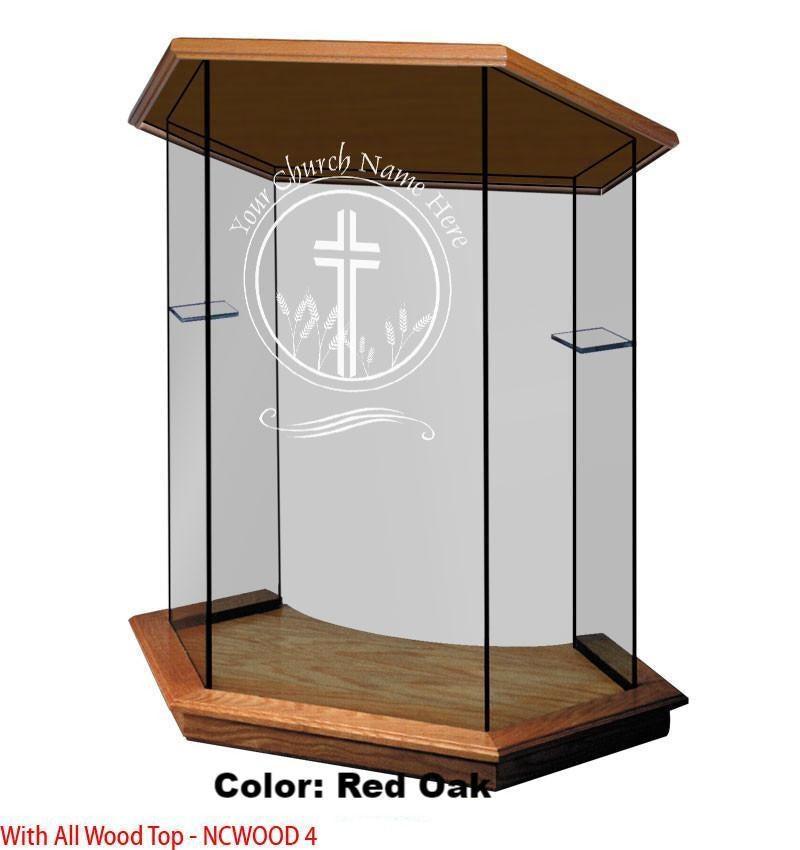 Glass Pulpit NC10/NC10G Prestige FOUNDATION-Wood Top-Glass Pulpits, Podiums and Lecterns and Communion Tables-Podiums Direct