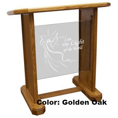 Glass Pulpit NC13/NC13G Prestige NEOS-Golden Oak-Glass Pulpits, Podiums and Lecterns and Communion Tables-Podiums Direct