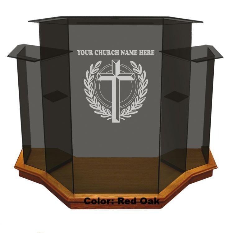 Glass Pulpit NC1/NC1G Prestige WINGED-Smoked Glass-Glass Pulpits, Podiums and Lecterns and Communion Tables-Podiums Direct
