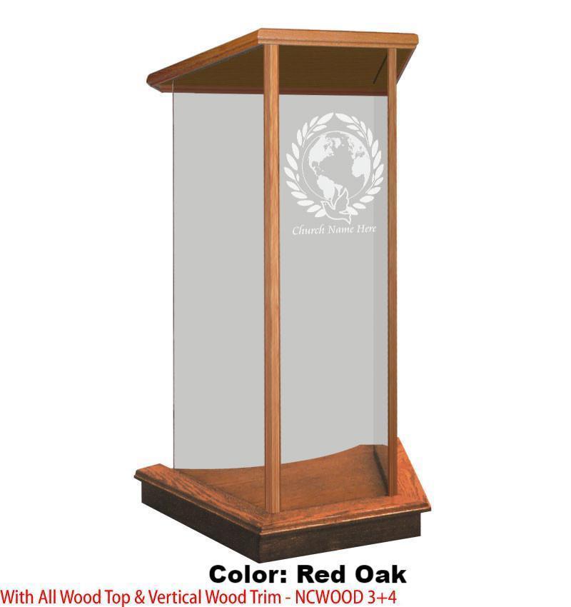 Glass Pulpit NC2/NC2G Prestige The LECTERN-Wood Top/Vertical Trim-Glass Pulpits, Podiums and Lecterns and Communion Tables-Podiums Direct