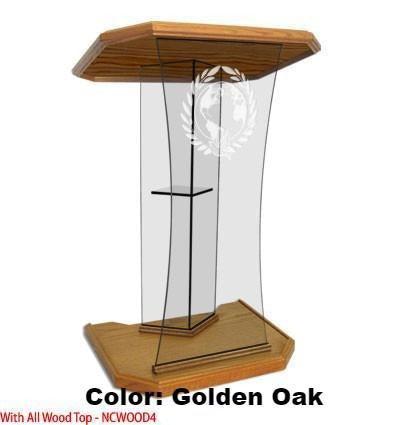 Glass Pulpit NC2S/NC2SG Prestige The SPEAKER-Wood Top-Glass Pulpits, Podiums and Lecterns and Communion Tables-Podiums Direct