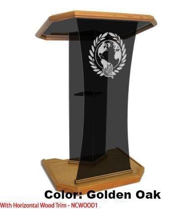 Glass Pulpit NC2S/NC2SG Prestige The SPEAKER-Smoked Glass/Horizontal Trim-Glass Pulpits, Podiums and Lecterns and Communion Tables-Podiums Direct