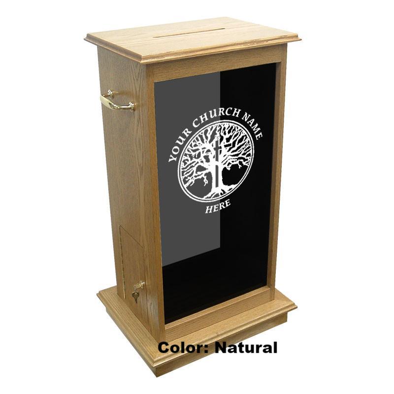 Glass Pulpit NC5/NC5G Prestige Offering Box-Smoked Glass-Glass Pulpits, Podiums and Lecterns and Communion Tables-Podiums Direct