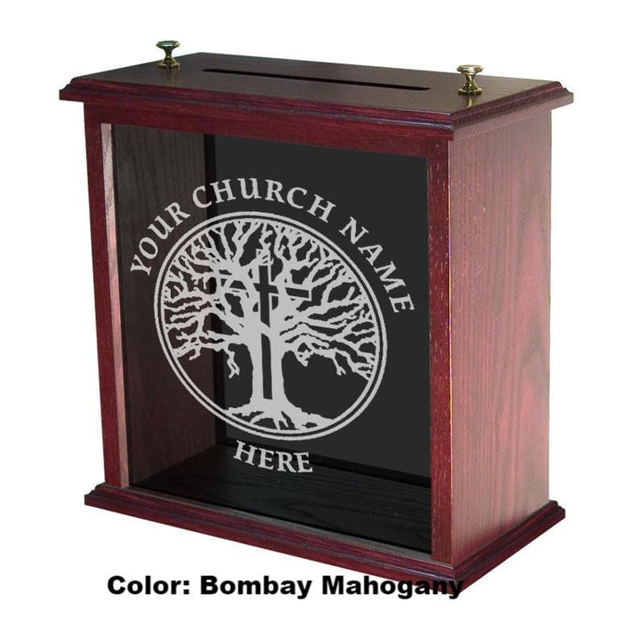 Glass Pulpit NC51/NC51G Prestige Table Top Offering Box-Smoked Glass-Glass Pulpits, Podiums and Lecterns and Communion Tables-Podiums Direct