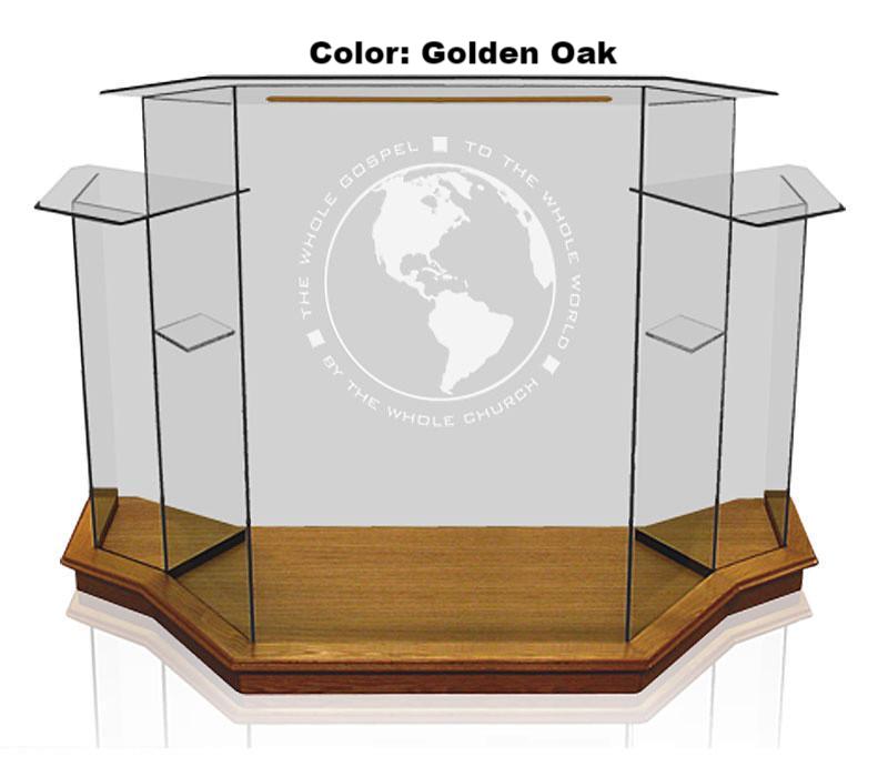 Glass Pulpit NC8WC/NC8CG Prestige Winged PRESTIGE-Glass Pulpits, Podiums and Lecterns and Communion Tables-Podiums Direct