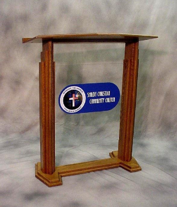 Wood with Acrylic Pulpit 701 Proclaimer-With Custom Logo-Wood With Acrylic Pulpits, Podiums and Lecterns-Podiums Direct