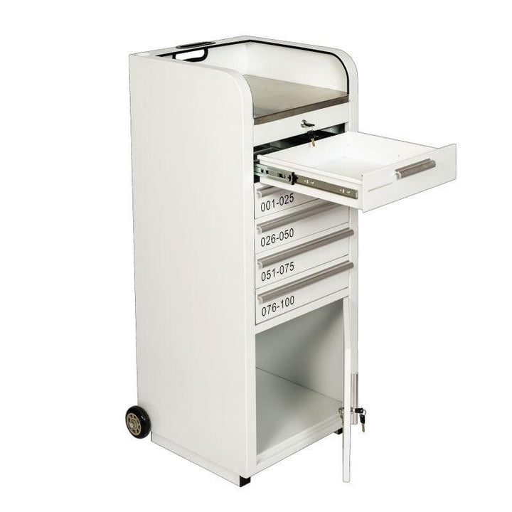 Valet Podium With 100 Key Slot Cabinet-White Side View-Valet Podiums, Security, and Host Stations-Podiums Direct