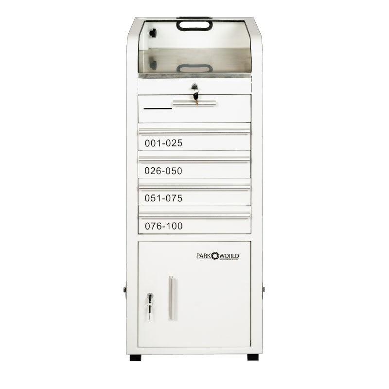 Valet Podium With 100 Key Slot Cabinet-White Back View-Valet Podiums, Security, and Host Stations-Podiums Direct